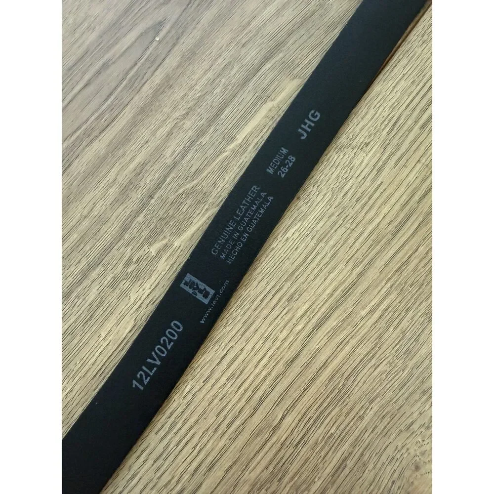 LEVI kids m black leather silver buckle western belt basic school church
